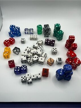 Gaming Dice 69 total mixed assortment 
Clear Solid